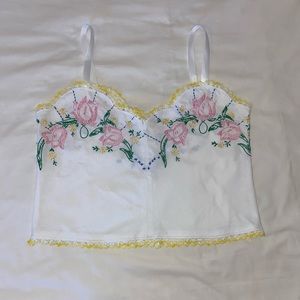 HANDMADE Vintage Embroidered Tablecloth Tank Top